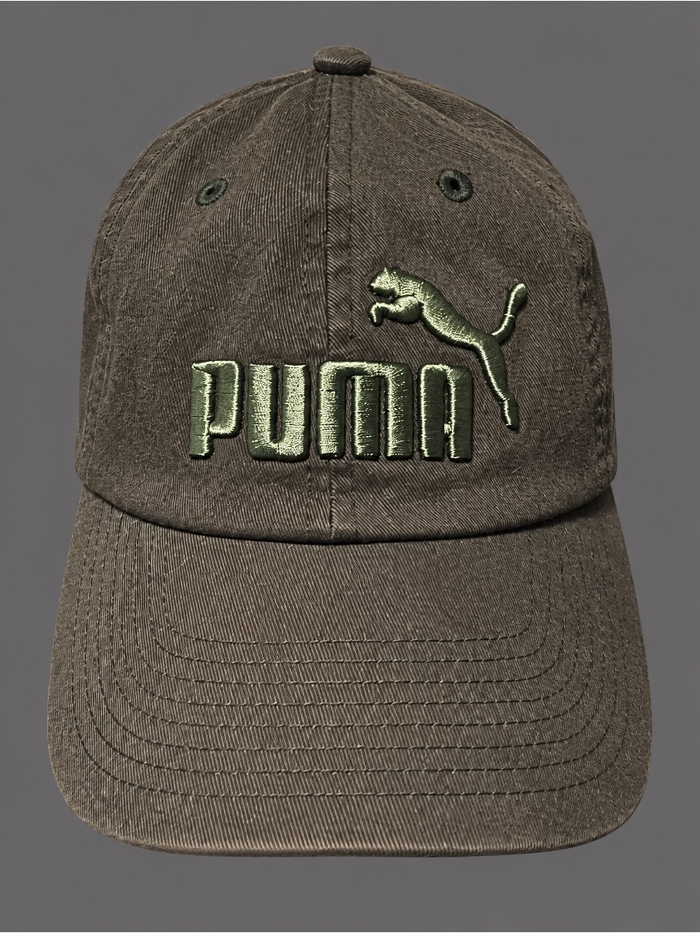 Puma Olive Green Embroidered Logo Cap